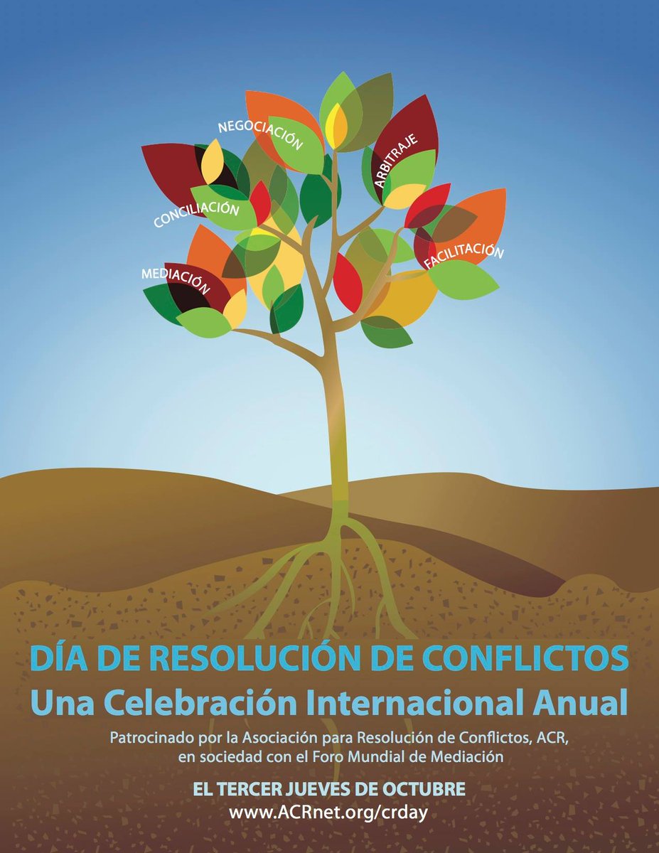 Hoy celebramos el Día Internacional de la Resolución de Conflictos!!
Nosotros añadiríamos a este árbol la práctica colaborativa.
