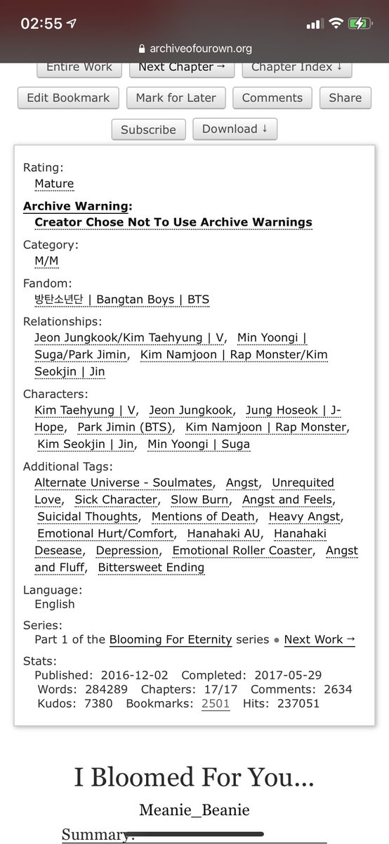 taekook - the heaviest angst everthe amount of tissues i went through reading this is insane. this hits harder than the bangtan end of the world fic in this thread. i don’t even know how to describe it. the pain jungkook feels...i only know pain  https://archiveofourown.org/works/8707759/chapters/19965277#main