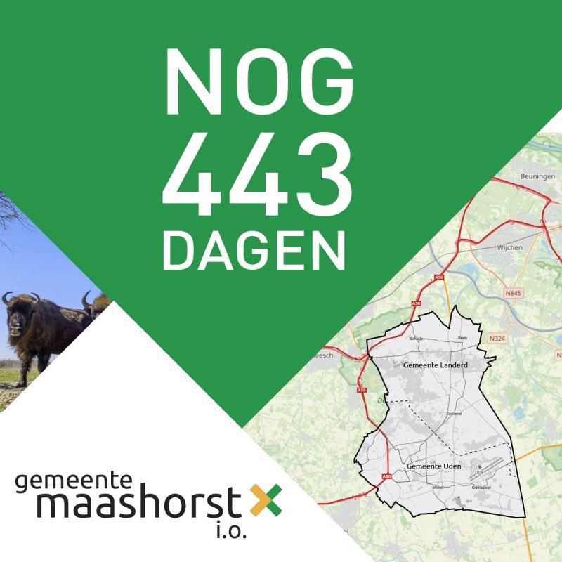 🤩⏰🎉 Tel je mee af? Nog 443 dagen tot we als @gemlanderd en @gemUden samen de gemeente Maashorst vormen! 👊🏻