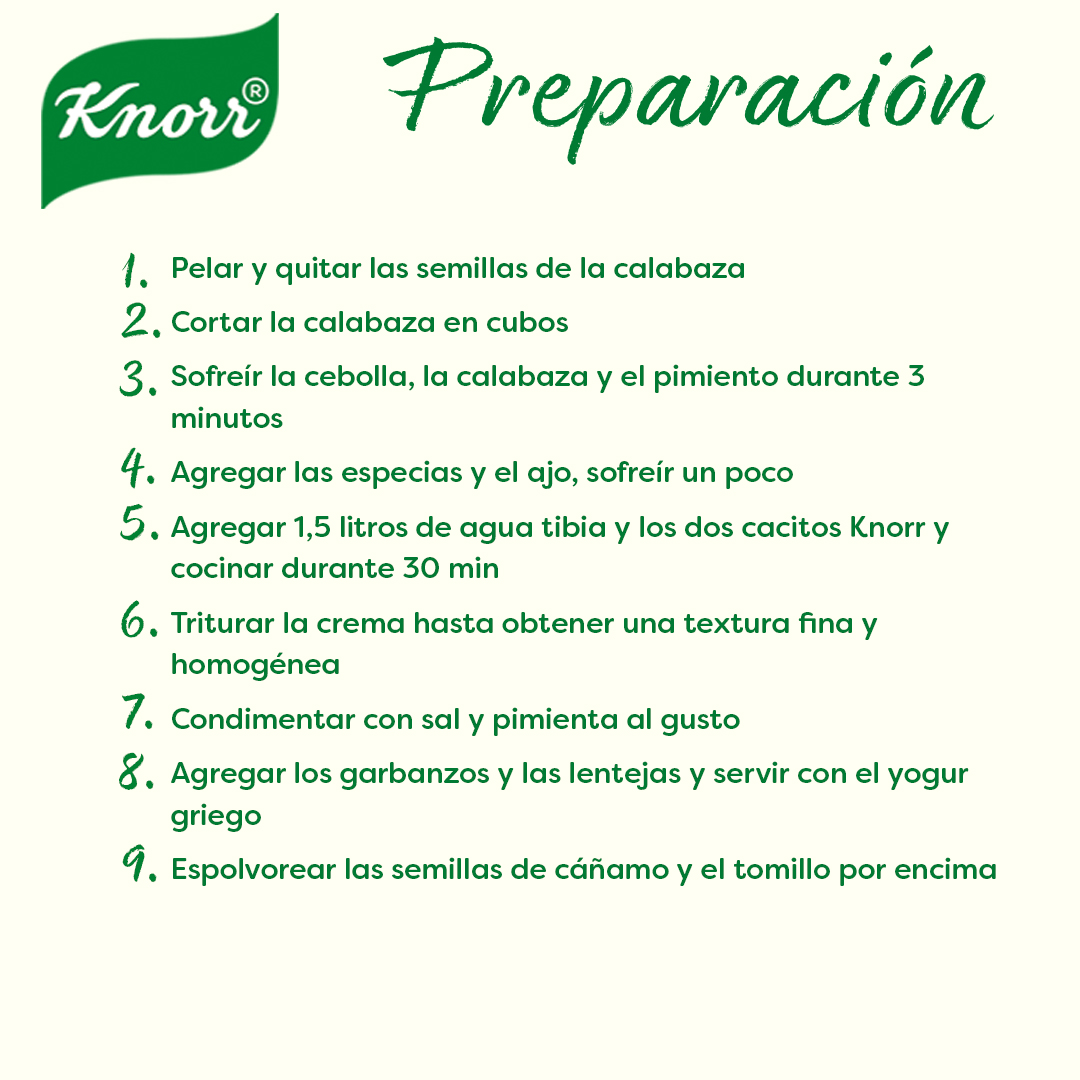 Para disfrutar del #viernes de la mejor manera posible, os traemos una receta súper deliciosa y colorida: crema de calabaza con legumbres 🍲. Prepara los ingredientes y ¡a cocinar! #pasiónporlasverduras