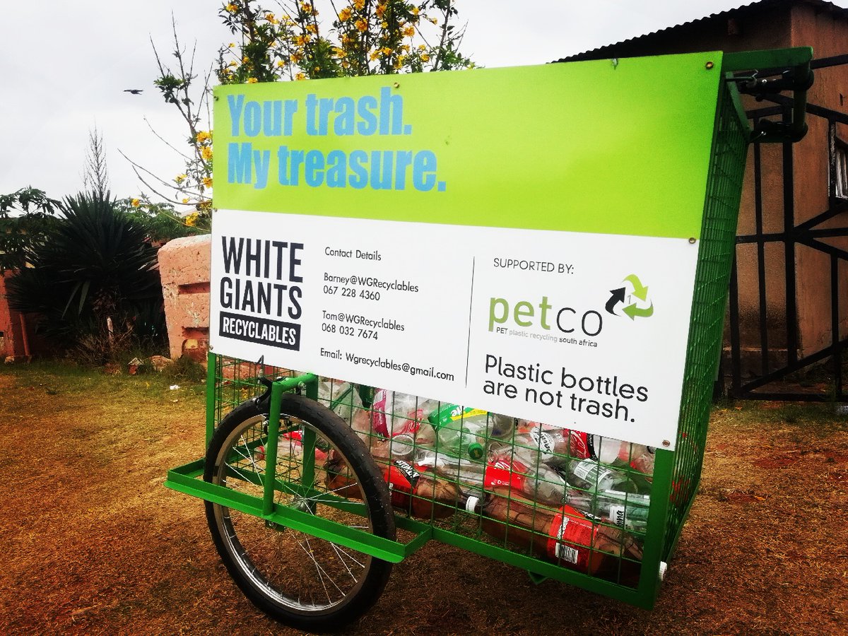 Petco_Official's tweet photo. Last Friday, PETCO delivered 5 trollies &amp; 25 bulk bags to White Giants, a group of 5 young people in Randfontein who started collecting recyclables in 2018. They have a common goal of creating employment, and improving their community and the environment. https://t.co/A2LTsoq739