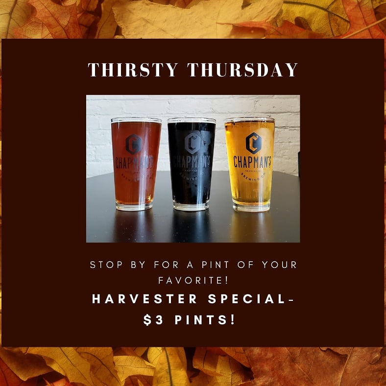 ChapmansBrewing's tweet photo. Its our favorite day of the week- Thirsty Thursday!! https://t.co/q3ex0InCJ1