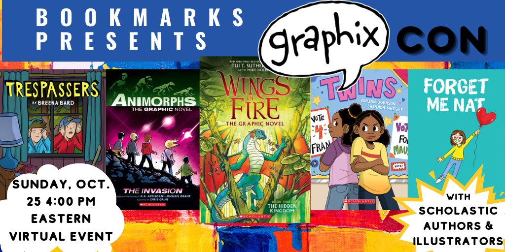 BookmarksNC's tweet photo. Are you a graphic novel fan? Join us and @Scholastic for #GraphixCon! We will be featuring four graphic novelists on their newest releases, including @EaselAintEasy, @chrisgrine, @shannondrewthis, &amp; @mariascrivan, plus moderator Tui T. Sutherland. Visit: https://t.co/2cOmazN6O4! https://t.co/glxn5usTIM