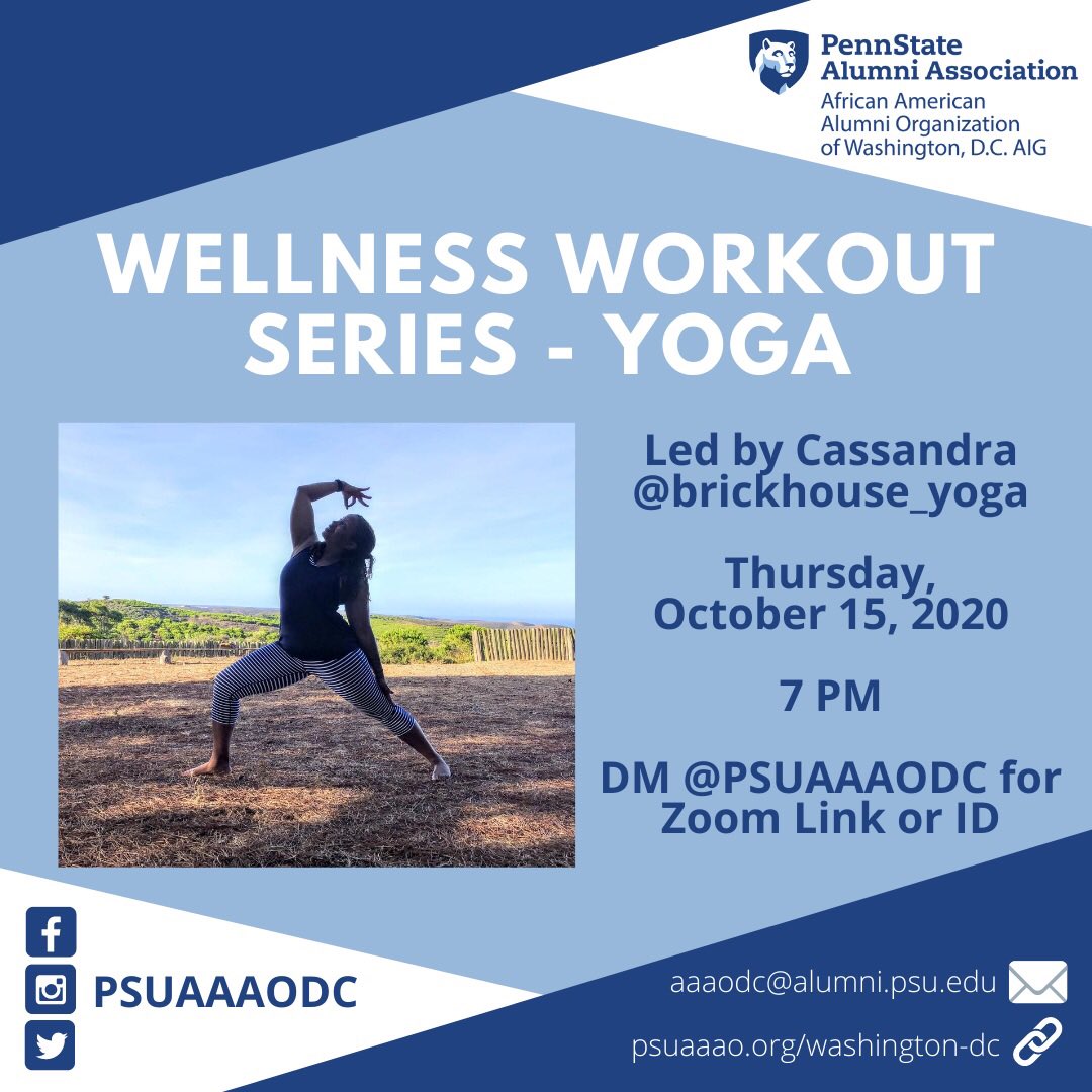 psuaaaodc's tweet photo. Stressful week/month/everything? TONIGHT is our third Wellness Workout, and a good Yoga session ought to do the trick. DM us for the link and join at 7PM https://t.co/dSxjVH2uvt