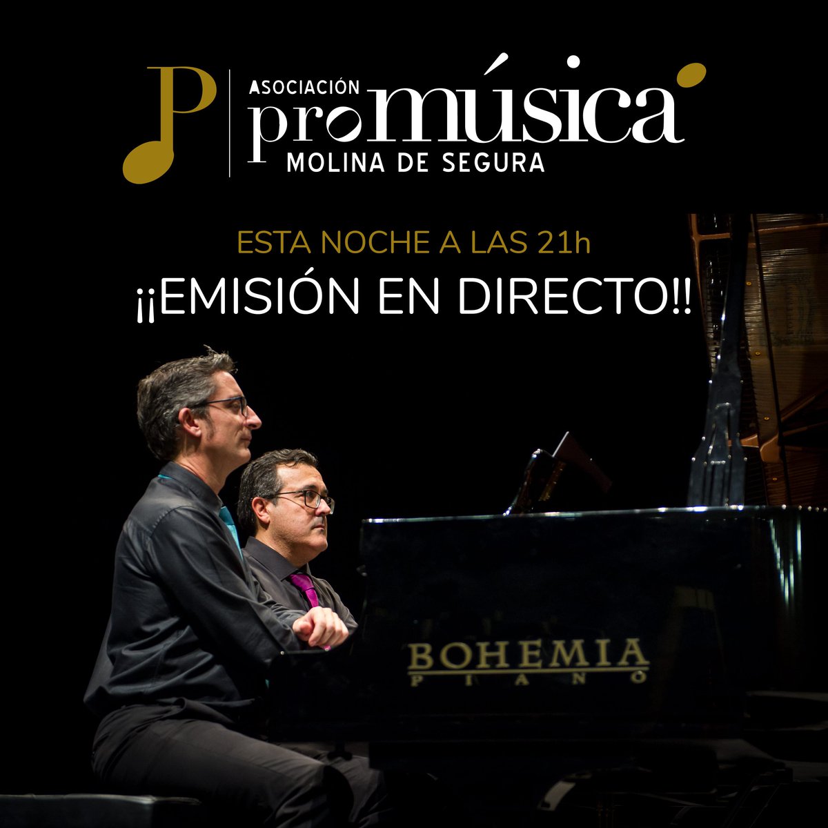 🎥Esta noche emitimos en directo el concierto en facebook.com/promusicamolina 
No te lo pierdas!!