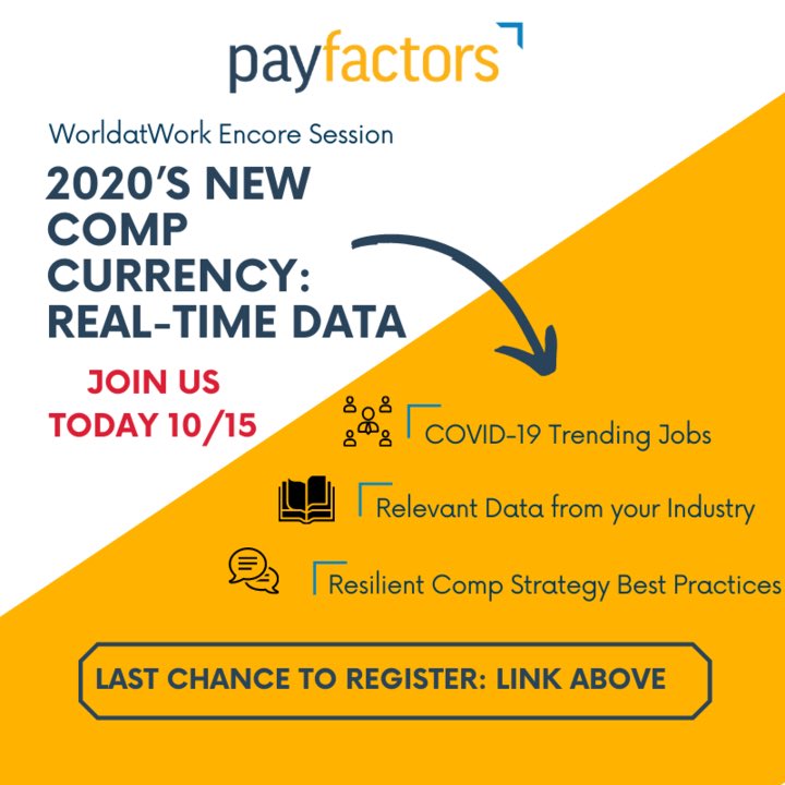 Payfactors's tweet photo. There’s still time to register for our FREE session titled 2020’s New Comp Currency: Real-Time Data! We received such positive feedback from our last session that we decided to host another just for you! Be sure to register here: https://t.co/eHSHwh23Xq https://t.co/ynpCw0WER0