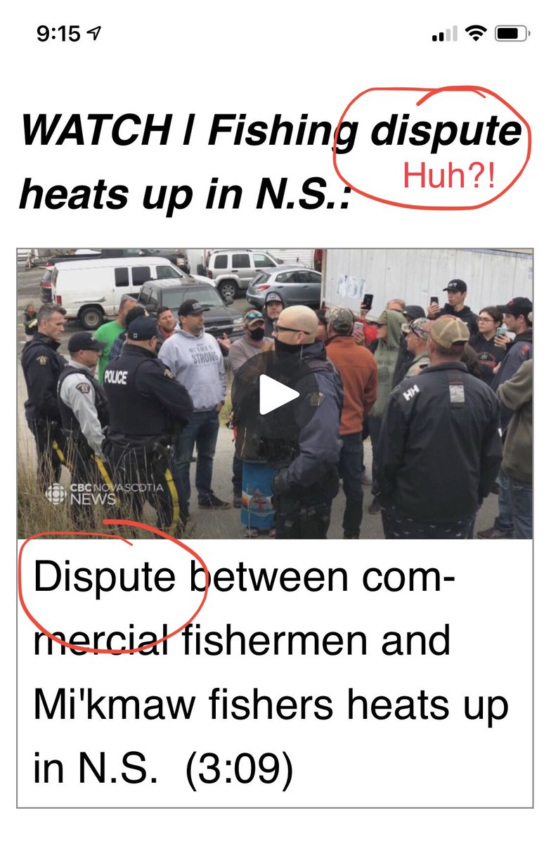 Hey CBC: This is not a “dispute.” Mi’kmaw have the responsibility and the right to harvest. There is no “dispute” abt this. Call it like it is: colonial violence.