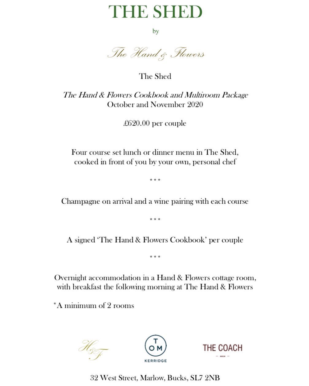 The hand and flowers cheap menu