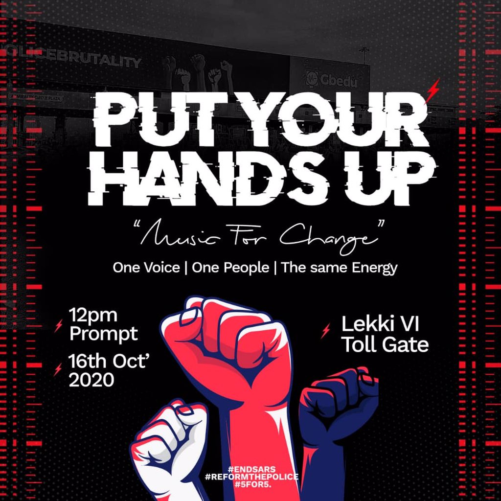 bolutifeawakan's tweet photo. Music is a an undisputed tool for change. Let’s stand for what is right. Lend your voices! Let’s recreate the nation of our dream. Retweet! #musicasatoolforchange #reformthepolice #endswat #5for5 #mml2020 https://t.co/evsevYvaur
