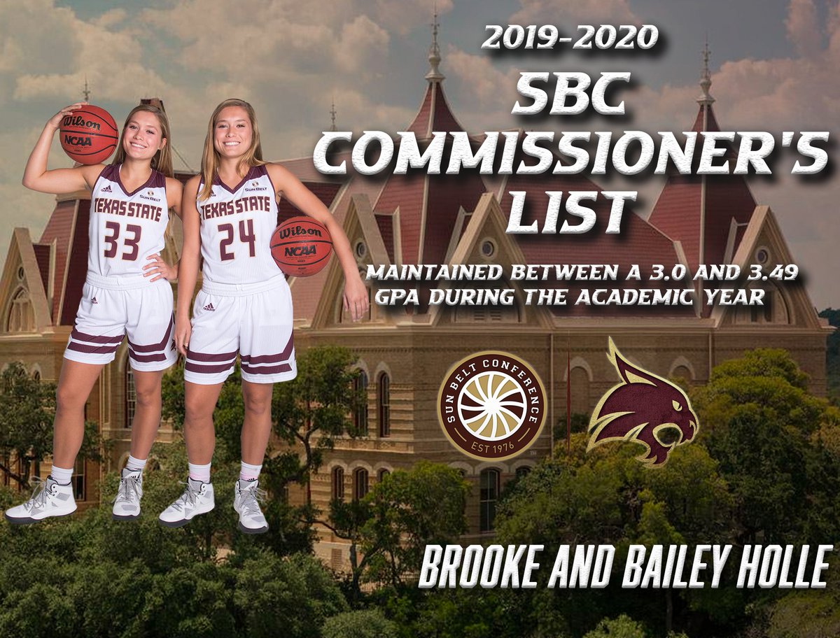 A special shout out to our former seniors <a href="/BrookeHolle/">Brooke Holle</a> and <a href="/baileyholle/">Bailey Holle</a> for making the 2019-2020 Sun Belt Conference Commissioner's List! 😸 👏