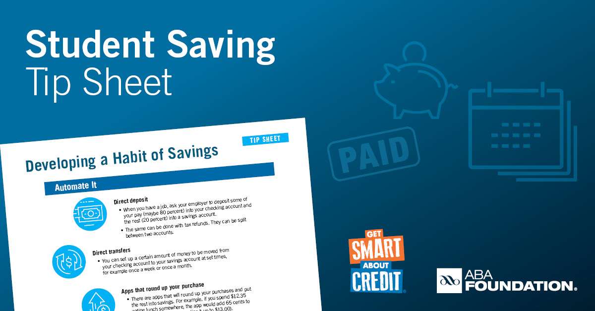Happy #GetSmartAboutCredit Day! As part of this national campaign of volunteer bankers, the ABA Foundation is helping young adults build an emergency fund. Check out this Saving Tip Sheet to get started: bit.ly/3lGnYP4