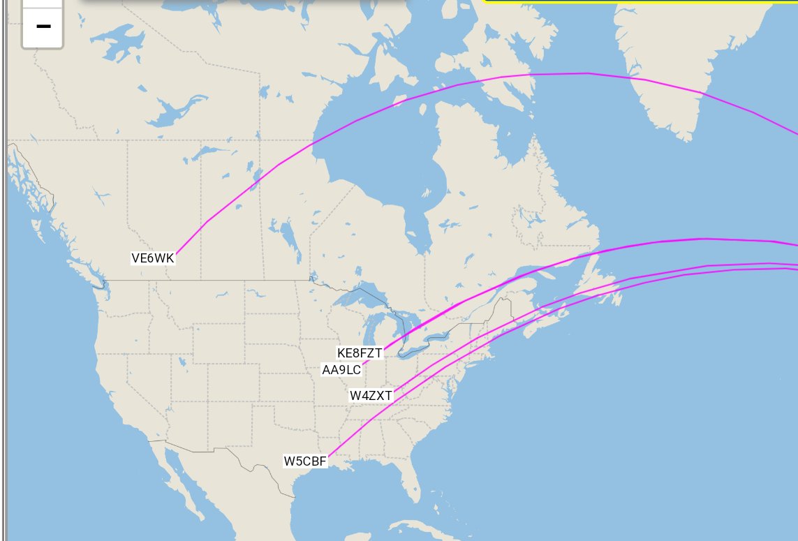 F4DXV's tweet photo. Fantastic RS-44 (+1°) orbit this morning as /P #JN05. Glad to worked some friends @VE6WK , @W4Zxt , @AndrewBNortham , @CO6CBF and #AA9LC for nice contacts until ~8K km of distance. CU again on Monday from #JN15 https://t.co/DtjYPOBzeR