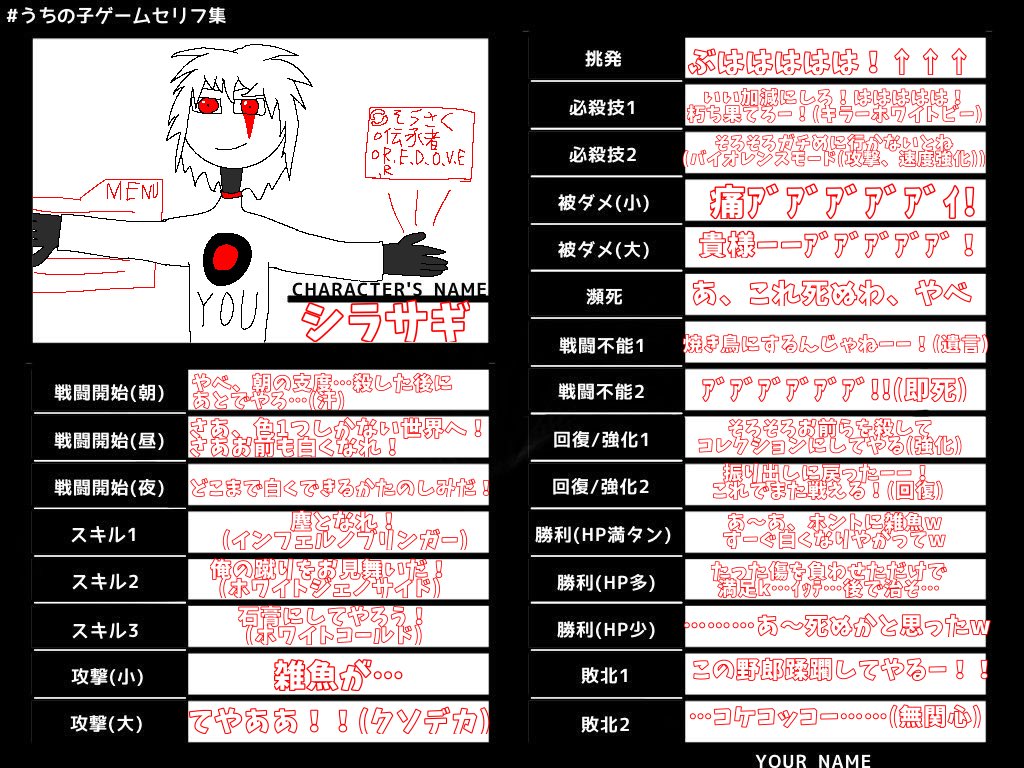 うちの子ゲームセリフ集 Twitter Search Twitter