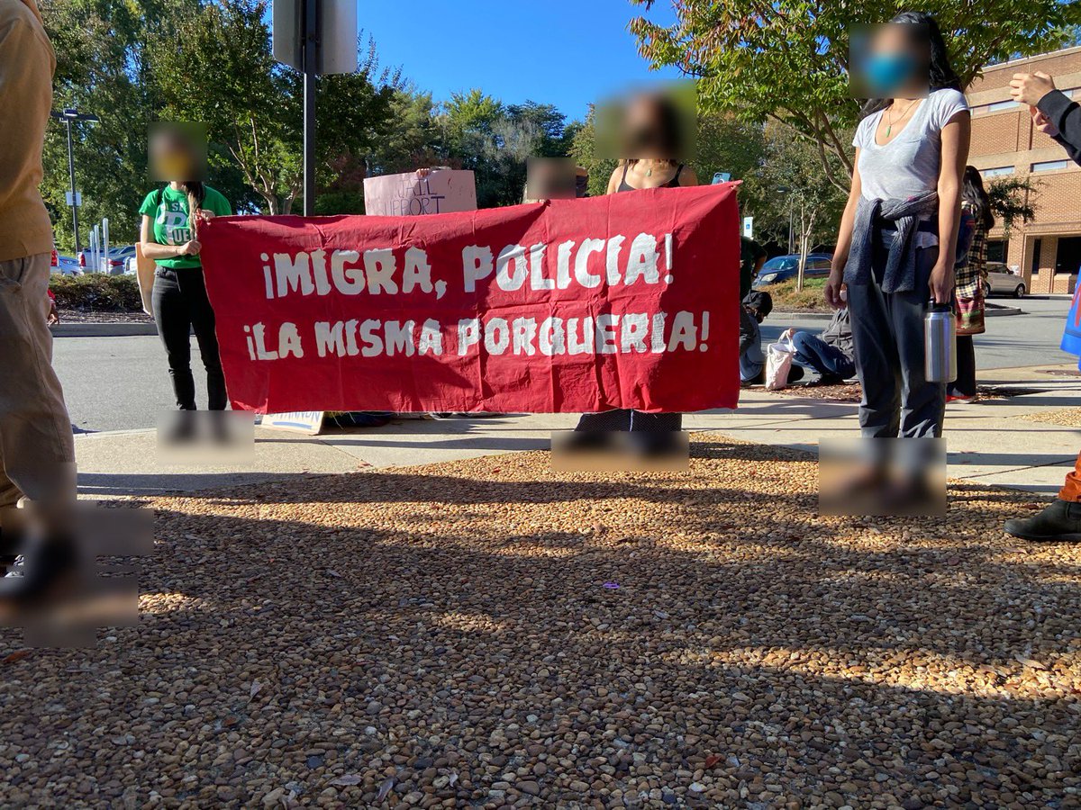 happening now: activists from NC who participated in a demonstration outside the henrico home of ICE director tony pham are turning themselves in at the henrico county jail. they are charged with misdemeanors like littering and trespassing.  https://twitter.com/cltuprising/status/1316436250442727425