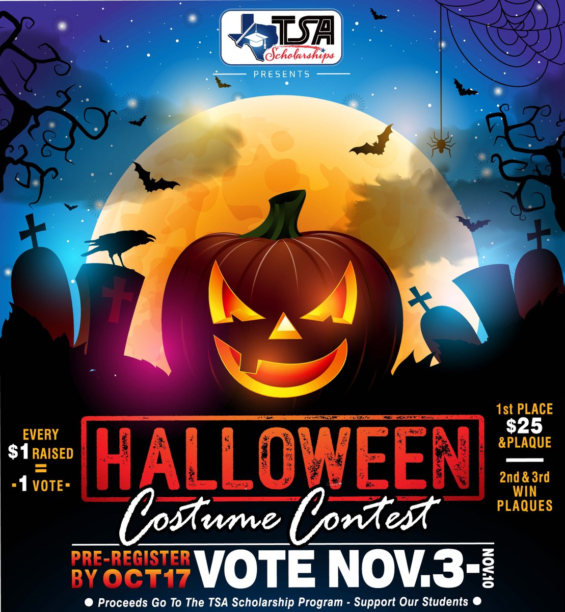 TSAssoc's tweet photo. Join us for our first annual Costume contest AND help raise money for scholarships! https://t.co/8iHLrIBgjY