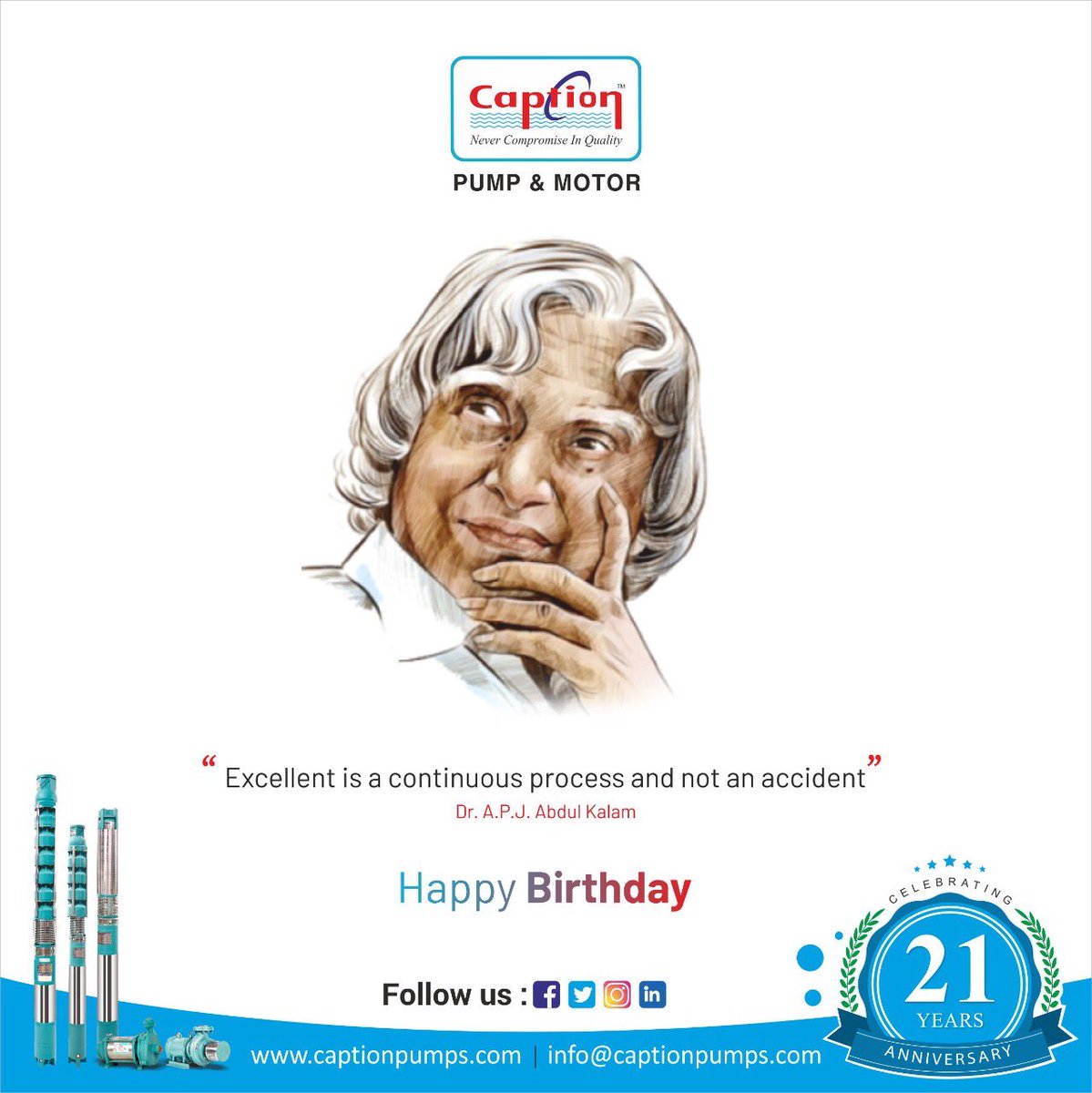 coach_intl's tweet photo. โExcellence is a continuous process and not an accident.โ
.
.
#captionpumps #APJAbdulKalam #Abdulkalam #MissileMan #Birthday #15october
#VocalForLocal #Qualityproduct #Pumps #waterpumps #submerciblepumps #quality #watersolutions #watersupply #pumpingsolutions https://t.co/C5XC8Sozo3