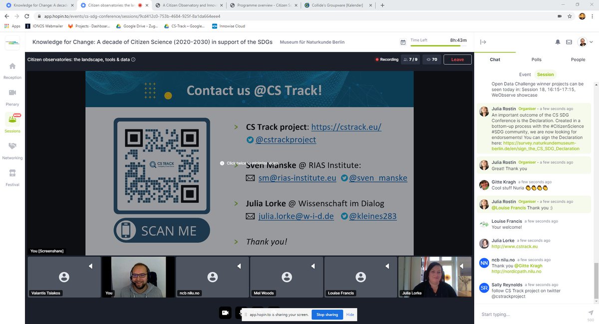 sven_manske's tweet photo. Thanks everybody for joining our presentation (with @kleines283) about analytics in the @cstrackproject at the @cs_sdg2020 conference. Make sure to check out our project page as well :)
#cs_sdg2020 #CitizenScience #cs #Science #cstrack #cs_track #scicomm https://t.co/dgFFXnHcsP