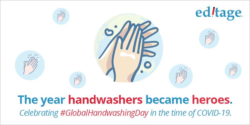 Editage's tweet photo. Been washing your hands diligently this year? The world gives you a big hand! 👏
Celebrating #GlobalHandwashingDay the year the world needed #handwashing more than ever. ➕
#COVID19 #COVID19Prevention #handSanitizer #handwashers #handwashingHeroes @HandwashingSoap https://t.co/JlQMFHblRP