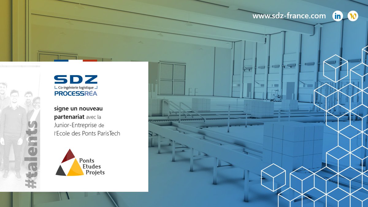 [Partenariat SDZ x PEP]

Ponts Études Projets est fier de vous présenter son nouveau partenariat avec SDZ ProcessRéa, un cabinet de conseil et d’ingénierie leader de l’intralogistique qui accompagne les transformations de l’industrie, de la grande distribution et du e-commerce.