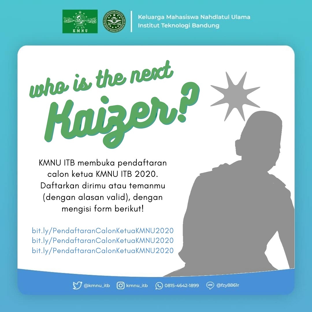 kmnu_itb's tweet photo. Wah siapa nih the next Kaizer KMNU ITB ? 🤔👍
#TheNextKaizerKMNUITB https://t.co/OZvf62MZCj
