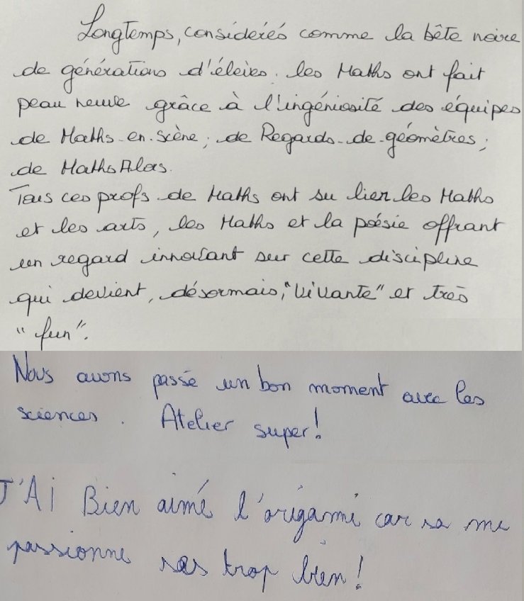 DeRegards's tweet photo. Merci à tous ceux qui ont laissé un commentaire sur le livre d'or de nos événements #FDS2020 à @VilleDraguignan (exposition #regarddegeometre des classes de l'@AcademieNice et ateliers #mathsetart). Nous sommes heureux d'avoir pu partager les Mathématiques avec nos visiteurs 😉 https://t.co/CiCI2VSCFa