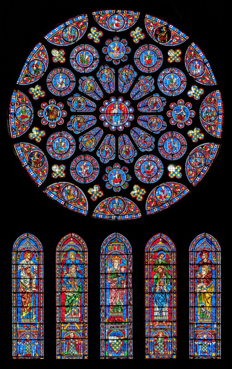 3) Chartres Cathedral(North Rose)(South Rose)(West Rose)
