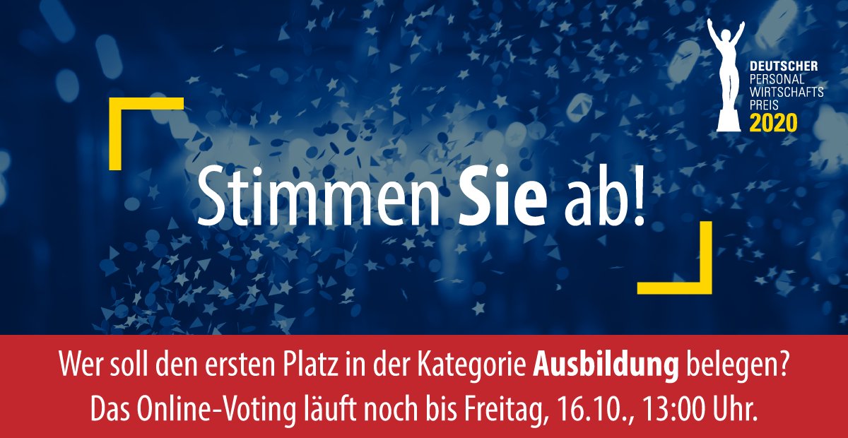 personaler_de's tweet photo. Wer soll den ersten Platz in der Kategorie Ausbildung belegen? #axro, @apoBank oder @OHB_SE stehen mit ihren HR-Projekten zur Auswahl. Das Voting läuft noch bis morgen, 13:00 Uhr. https://t.co/f5RB8cHYMz
#dpp2020 #ausbildung #hr #personalwirtschaft https://t.co/A8sXHDa0lA