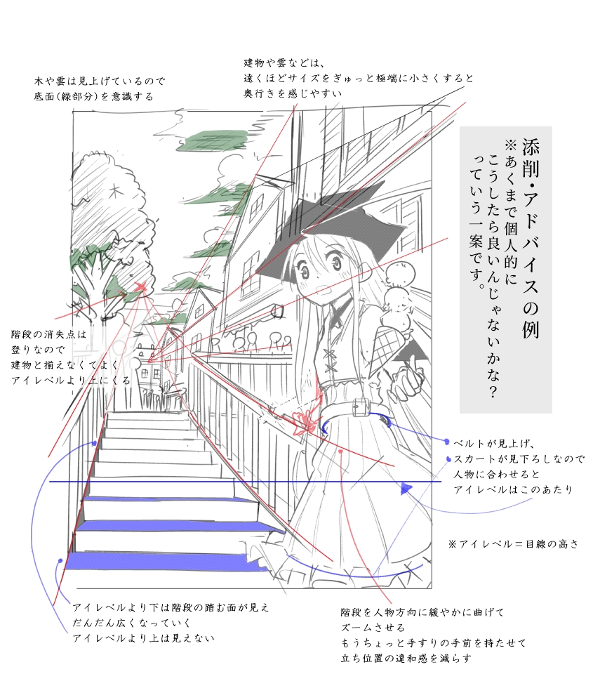 赤瀬よぐ よぐゲーム 構図 パースを添削してほしいイラストを募集します 漫画イラスト などのお絵描きに関して 自分の得意分野の構図 パースに関して 添削したりアドバイスしたりする活動をツイッター上でやりたいなと思ってます 無償です