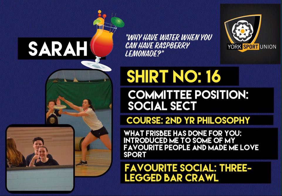 MEET THE COMMITTEE!

Next up in the social secretary trio, Sarah Paskin!