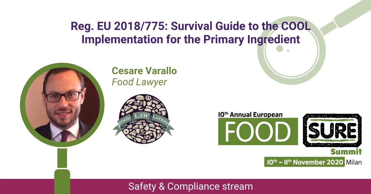 FoodSure_Summit's tweet photo. Looking for help in navigating safely through uncertainty in regulations? Cesare Varallo from Food Law Latest can help you through the lack of clarity, vagueness in the guidance and the broad space for interpretation. 
SEE THE AGENDA: https://t.co/xEdXeqV34g https://t.co/qdUuthn456