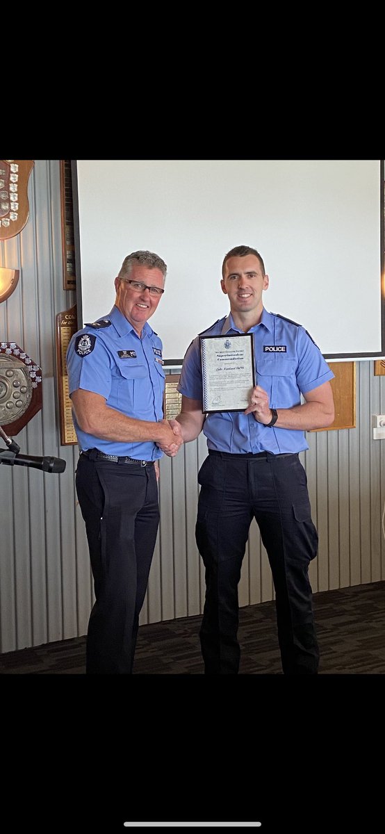 <a href="/MullewaPol/">Mullewa Police</a> Congratulate Constable Newland for his recent Superintendent Commendation for his diligence and professionalism during a recent incident in the Mid West-Gascoyne. Well done Luke! <a href="/SuptMWG/">Supt Roger Beer</a> #fb