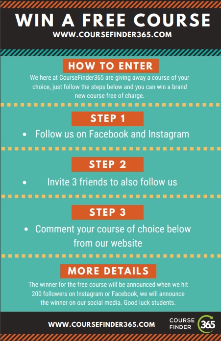 CourseFinder365's tweet photo. Hello future students, we are giving away a free course of your choosing. Follow the steps below for more details. https://t.co/crDAKipjAE