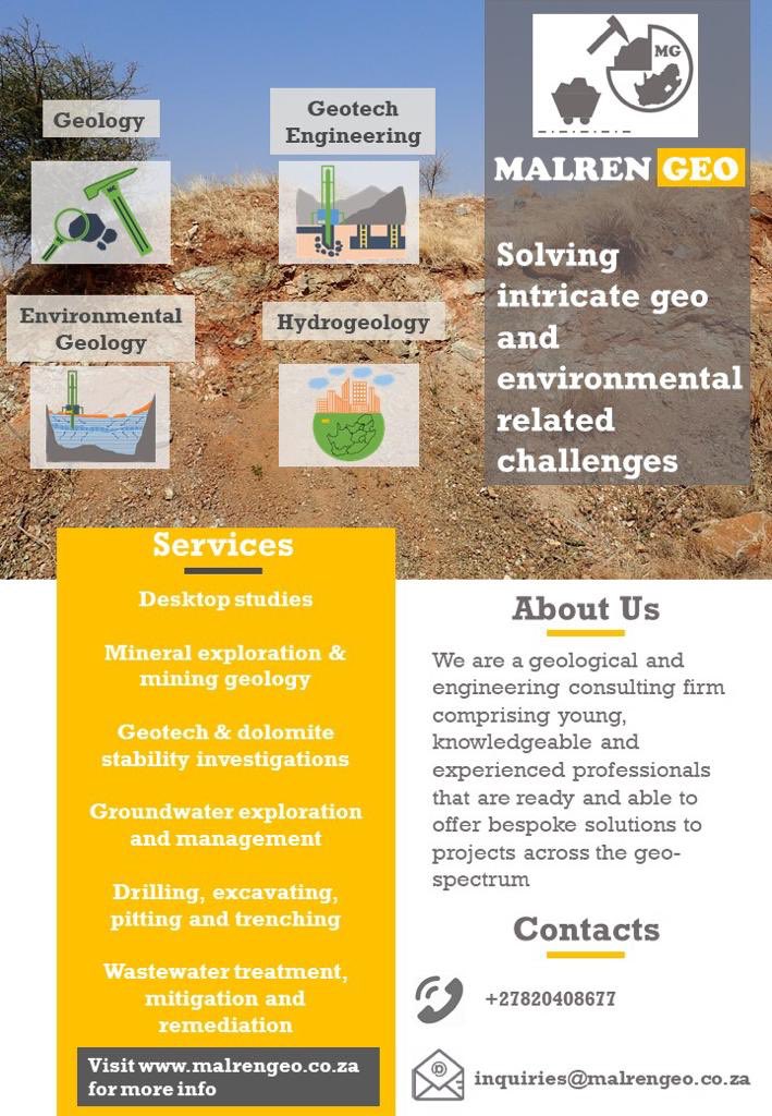 Malren_Geo's tweet photo. With evaluation and intricate insight, we aim to tackle your geo-environmental related challenges. Contact us for a consult on your next challenge and visit https://t.co/cjLhrlrFWP for more info on our  all inclusive satisfactory geo-services.
#malrengeo https://t.co/CnxBxWnWeu