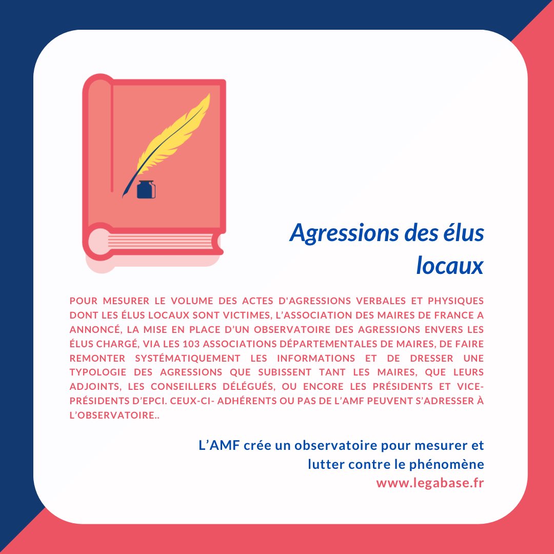LegabaseF's tweet photo. Agressions des élus locaux - L’AMF crée un observatoire pour mesurer et lutter contre le phénomène à la suite de la nouvelle circulaire qui apporte une réponse pénale systématique.

 ⚖️🖋🔒 

Lien en commentaire 

#Agressiondesélus #Circulaire #Observatoire #Amf #Legabase https://t.co/avrXpaliHq