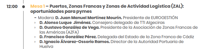 AsocEspTransp's tweet photo. El vicepresidente de la @AsocEspTransp, @JuanmaMartinezM, modera hoy esta mesa redonda en la Jornada #Focomar sobre #puertos, #zonasfrancas y #zonasdeactividadlogistica y las oportunidades que representan para las #pymes https://t.co/aTlGUxVWtu