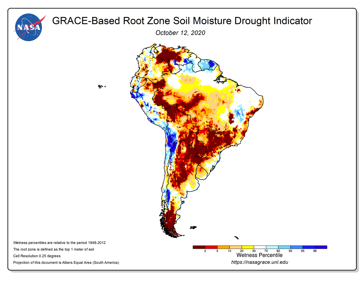 snodgrss's tweet photo. Ag Forecast for Oct 15, 2020

https://t.co/EGIu3ga0BW 

Fires - Brazil/Calif/CO/Midwest
30-Day Precip Analysis 2020 v 2019
Multiple "Clippers" + Stalled Front in Midwest
Multiple Cold Shots Central North America
Brazil Root-Zone Soil Moisture 2013-2020 
Monsoon Returns??? ⬇️ https://t.co/3L4r6wcrRI