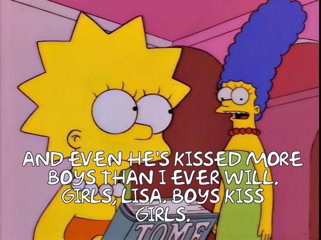 (speaking of other characters, one of the best things about Lisa episodes is the way that they free up other characters to come in with iconic dumb one-liners - both Homer and Marge have BRILLIANT moments in this episode)