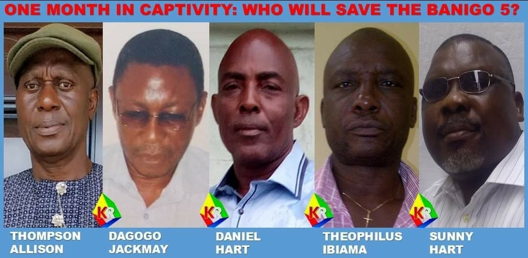 WChappjumbo's tweet photo. After this #EndSARS, I think it's high time we tell the world what is happening in #BonnyLGA in Rivers  State &amp; how the Government &amp; Governor Wike has been silent. 

Kidnappers abducted 5 of our fathers in a Village for 1month now &amp; @GovWike has been silent. 

Free the #Banigo5 https://t.co/VvQtn25WWQ