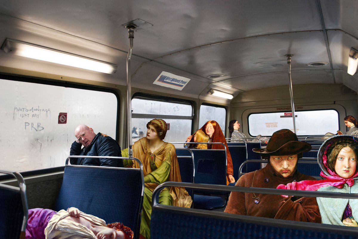 This Cold War Steve vs The PRB artwork on display <a href="/BM_AG/">Birmingham Museum and Art Gallery</a> is already much loved, with many people referring to it as "The Pre-Raphs on the bus", but do you know who is who? @Coldwar_Steve has visited BMAG ever since he was a kid, and grew up loving these paintings! #MuseumPassion