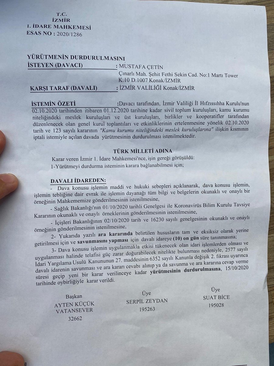 VE ZOR DA OLSA HUKUK İŞLİYORDU ⚖️⚖️👏👏
İZMİR’de HAKİMLER DE VAR...

Karar için çaba gösterenlere de karar verenlere de hukuk adına müteşekkiriz. 
Umut, bir umut her zaman ayakta tutan gayreti...