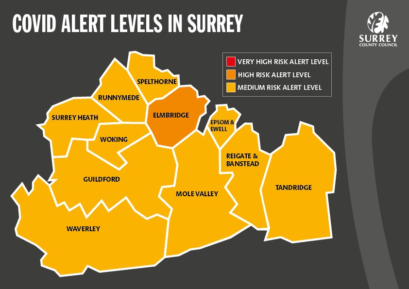 Surrey County Council Map Surrey County Council News On Twitter: "It Has Been Announced That  Elmbridge Borough Will Move Into Tier 2 Of The Government's Three-Tier  Covid System For England, Meaning From Midnight On Saturday 17Th