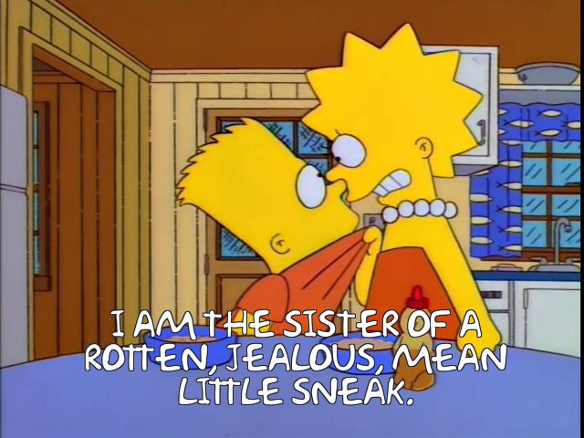 The scene at the breakfast table the next day might be my favourite non-comic Simpsons moment - how Yeardley Smith manages to get across the fury, pain, hatred, betrayal in her voice is genuinely extraordinary