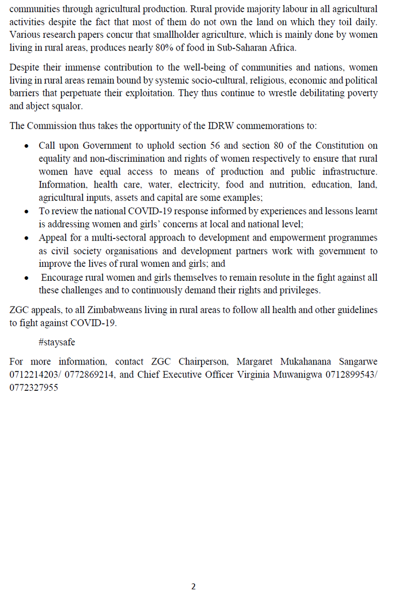 ZGC Statement on #RuralWomensDay <a href="/RuralYoungWomen/">Rural Young Women Support Network</a> , <a href="/WCOZIMBABWE/">Women's Coalition of Zimbabwe</a>, <a href="/wlsazim/">Women and Law in Southern Africa - Zimbabwe</a> <a href="/GMCZimbabwe/">#RespectHer</a> , <a href="/IMUNTzw/">Imba Mukadzi Umuzi Ngumama Trust</a> , <a href="/deafwomenzim/">Deaf Women Included</a> , <a href="/DeafZimTrust/">Deaf Zimbabwe Trust</a> , <a href="/table_girls/">TheGirlsTable</a> , <a href="/habakkuktrust/">HABAKKUK TRUST</a> , <a href="/unwomenzw/">UN Women Zimbabwe</a> ,<a href="/SHDFZim/">SHDF Zimbabwe</a> ,<a href="/FormidableAnd/">Formidable Initiatives for Women and Girls</a> ,<a href="/YoungWomenInst/">Young Women</a>