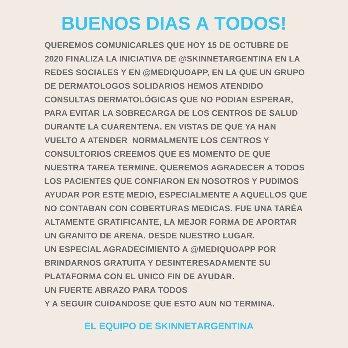 ArgentinaSkin's tweet photo. Hoy finalizamos esta iniciativa. A seguir cuidándose y consultar a tu dermatólogo, siguiendo todos los protocolos necesarios! https://t.co/1iPsZxXD22
