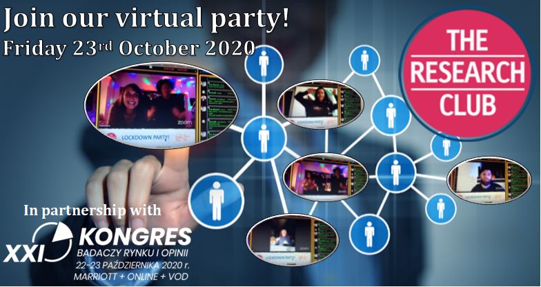 TheResearchClub's tweet photo. Sign up &amp; register for free to take part in our virtual mix party taking place during the PTBRiO XXI Kongres Badaczy Rynku (Congress of Market Researchers) https://t.co/PCzqKXPZqA #PTBRiO #kongresbadaczy #DREAMteamKONGRESBADACZY2020 #mrx #virtualevents #marketresearch https://t.co/QB6KmgSrKG