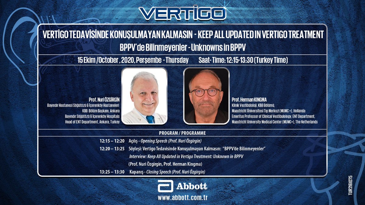SerenasGroup's tweet photo. Dünyanın birçok ülkesinden 1600'ü aşkın katılımcı ile gerçekleştirilen vertigo hakkında merak edilenleri derinlemesine ele aldıkları 'BPPV'de Bilinmeyenler' 'Vertigo Tedavisinde Konuşulmayan Kalmasın' konulu Vertigo Dijital Toplantısı @KongreTV 'de devam ediyor.
#bppvvertigo https://t.co/9bsklcS2j6