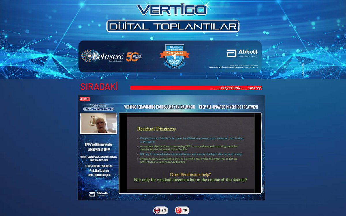SerenasGroup's tweet photo. Dünyanın birçok ülkesinden 1600'ü aşkın katılımcı ile gerçekleştirilen vertigo hakkında merak edilenleri derinlemesine ele aldıkları 'BPPV'de Bilinmeyenler' 'Vertigo Tedavisinde Konuşulmayan Kalmasın' konulu Vertigo Dijital Toplantısı @KongreTV 'de devam ediyor.
#bppvvertigo https://t.co/9bsklcS2j6