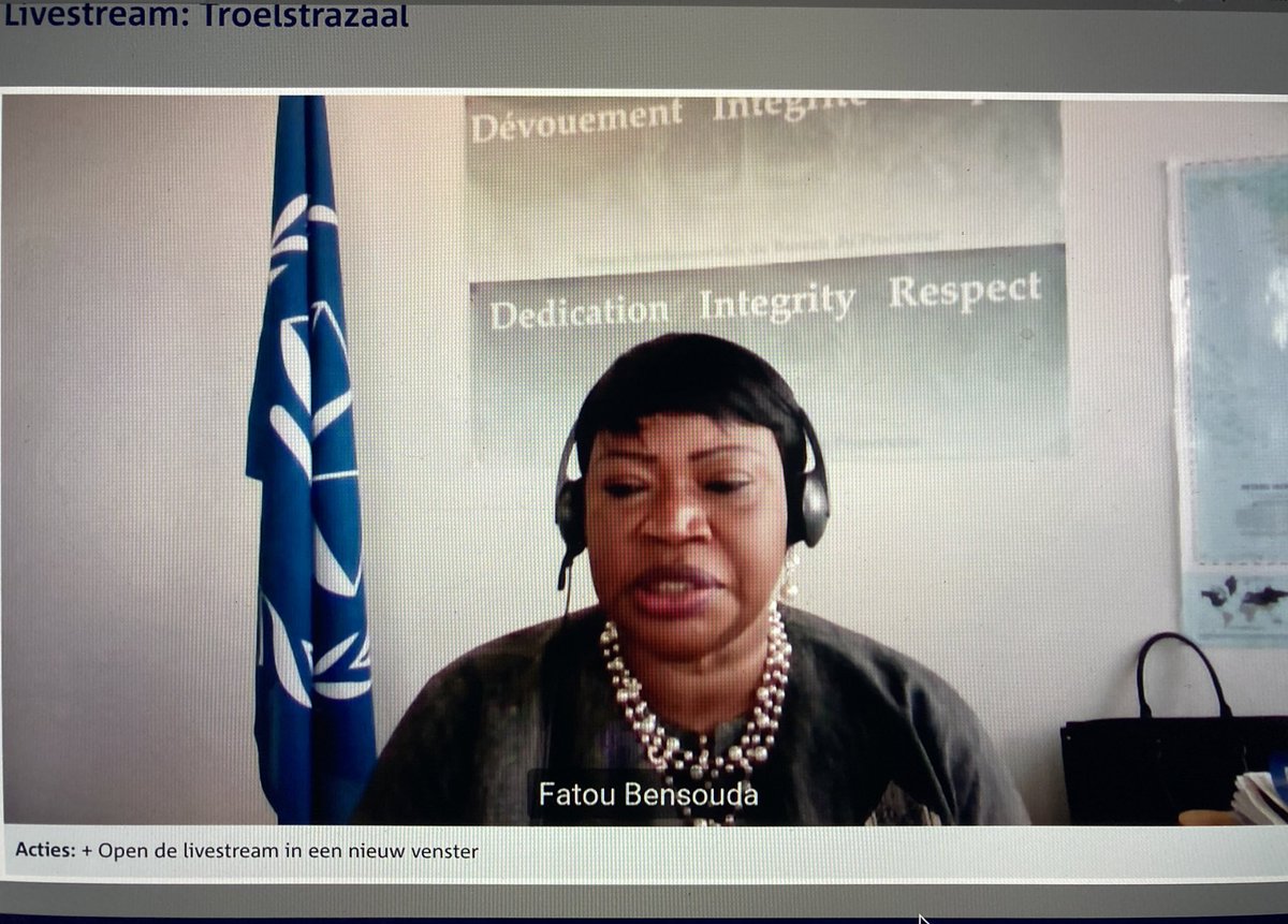  #ICC Prosecutor Bensouda before Dutch Parliament:“The US executive order is a grave interference in the works in the Court. This is a grave red line. State parties should take concrete action. Action will speak louder than words”.The institution is facing difficulties.