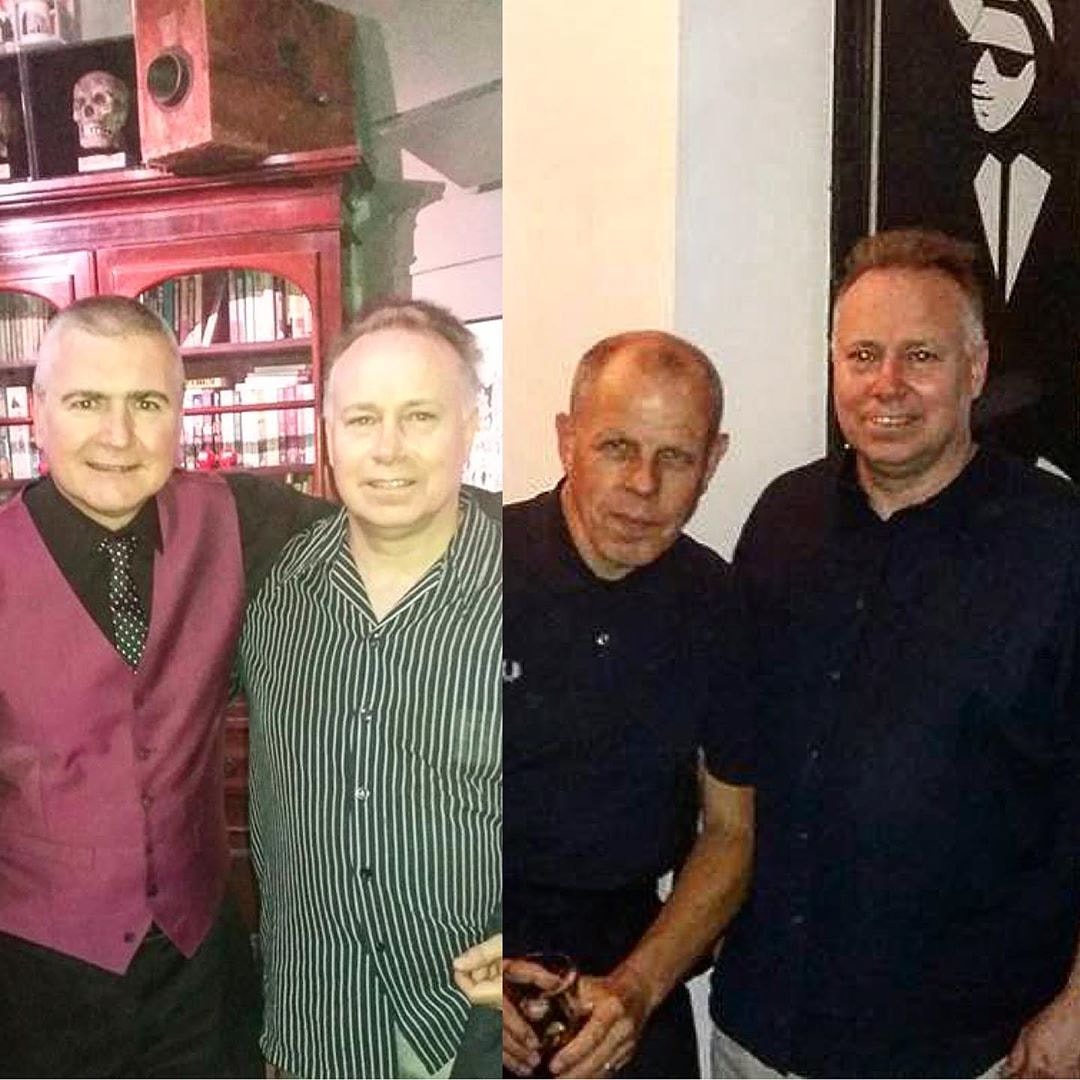 With Steve White and Mick Talbot of the Style Council. I played on the Cafe Bleu album with them. Wonderful players they certainly are! #stylecouncil #stevewhite #micktalbot #chrisbostock #subwaysect #joboxers @drummerwhitey