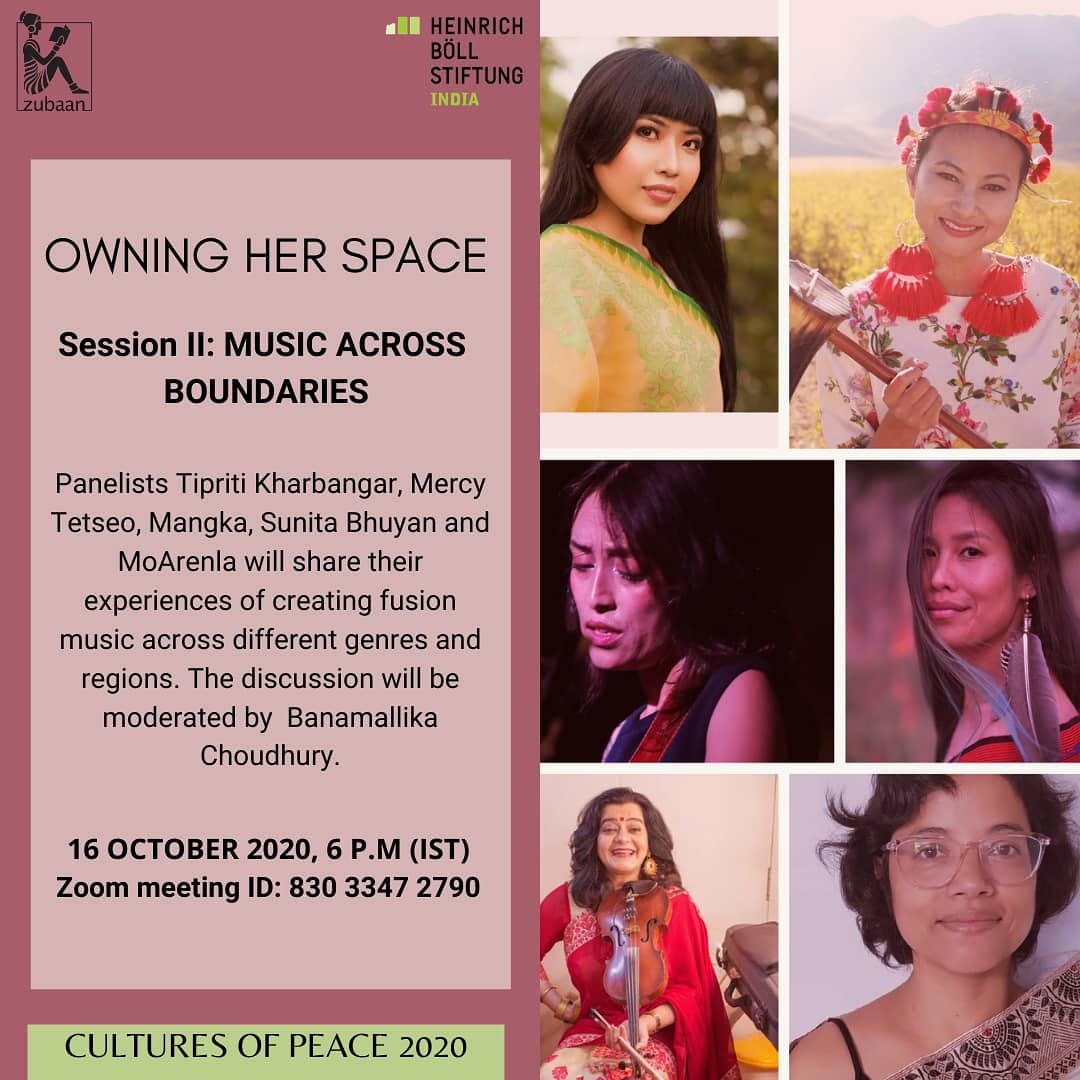 ZubaanBooks's tweet photo. Join us for the second webinar under the series 'Owning Her Space'. Our panelists will share their experiences of creating #fusionmusic across different genres and regions. 

Use the link to register https://t.co/khGaN8jK5g
#CulturesOfPeace #northeastmusic  #folkfusion #folkmusic https://t.co/zd3p2uxRVk